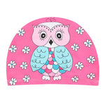 El Regalo 1PC Cute Cartoons/Animal Printed Kids/Babies Swimming Cap (1-6 Years Old) Comfortable Breathable Polyester Fabric Swimming Caps (Not Waterproof) (Pink Owl Swimming Cap)