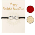 El Regalo 925 Silver Plated CZ Infinity Charm Rakhi for Brother - Elegant Bracelet Rakhi with Roli Chawal, Message Card & Rakshabandhan Box