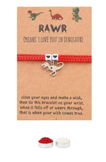 El Regalo Cute Rakhi for Brother- Fancy Tyrannosaurus Dinosaur Bracelet Rakhi for Bhai with Roli Chawal, Rakhi Message Card in Rakhi Gift Box (Red Heart Dino)