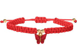 El Regalo 1 PC Beautiful Butterfly Charm Bracelets for Girls & Women - Handmade Colorful Braided Butterfly Adjustable Bracelet (Red)