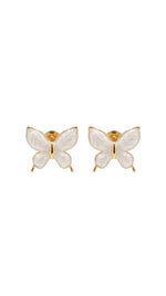 El Regalo Luxurious Oil Drip Stainless Steel Butterfly Stud Earrings for Women & Girls - Minimalist 18K Gold Plated Aesthetic Enamel Butterfly Jewelry for Daily, Party & Gifting (White)