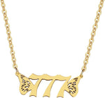 El Regalo Small Butterfly Wings Angel Number Necklace- Stainless Steel, Anti Tarnish, Angel Number Numerology Jewelry for Women & Girls (Angel Number 777)