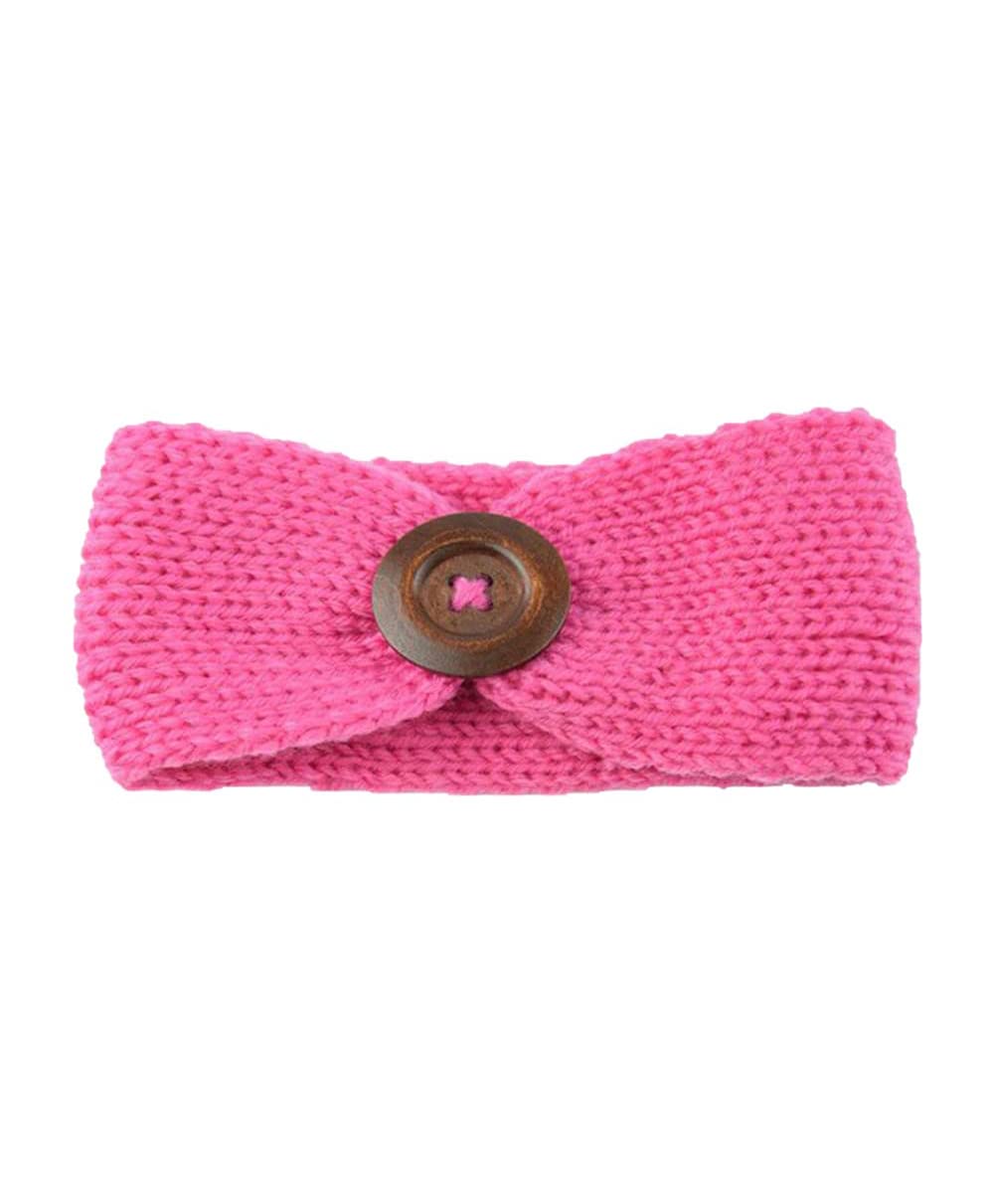 El Regalo Baby Woolen Knitting Infant Button Headbands Turban Head Wrap Knotted Hair Band for Girls & Boys (Pink)