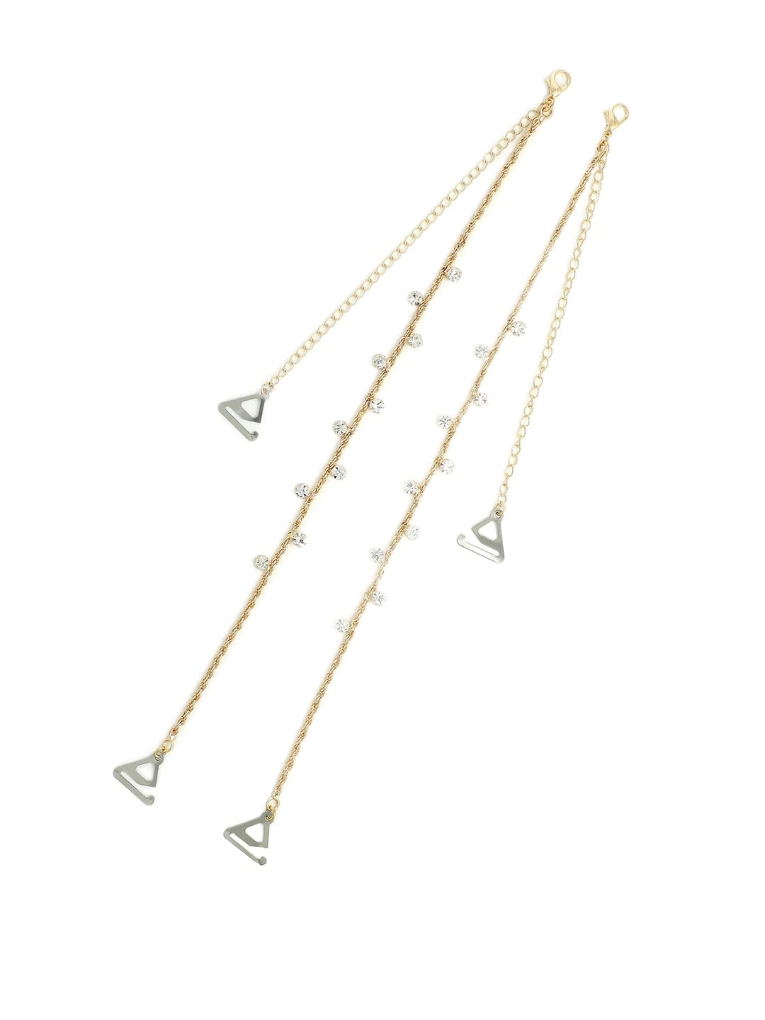 El Regalo Women Silver & Gold-Toned Stone-Studded Bra Straps