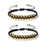 El Regalo Womens 2 Pcs Handmade Beaded Nazaria/Nazar Bracelet Cum Anklet Set- Black Thread Anklet/Bracelet Set (Gold)