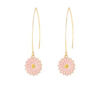 El Regalo Beautiful Enamel Flowers Long Hook Earrings for Women/Girls - Delicate Cute Flowers Charms Hook Earrings (Pink Flower)