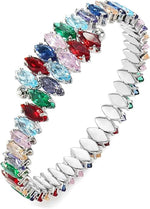 El Regalo Marquise Cut Crystals Tennis Bracelet for Women - Adjustable Bypass Wrap Bracelet, Cubic Zirconia Jewelry Gift (Multi Colored)