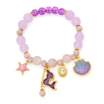 El Regalo Opal Stone Beads Bracelet With Dolphin, Star, Shell Pendant For Kids/Girls/Women (Purple)