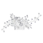 El Regalo Bridal Hair Side Comb For Women- Wedding Girls Hair Clip Leaves Pearl Rhinestone Crystal Spray Flower Hair Floral Vintage Hair Barrette Bridesmaids Headpiece