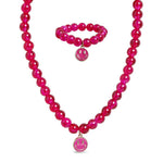 El Regalo 2 PCs Shiny Crackled Beads Kids Girls Necklace & Bracelet Jewelry Sets - Cute Kids Charms Jewelry with Sparkly Beads for Kids/Toddlers Girls (Smily Jewelry Set)