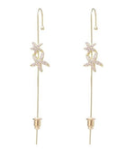 El Regalo 1 Pair Fancy Western Ear Wrap Needle Ear Crawler Earrings - Inlaid Zircon, Elegant Ear Cuff Climber Hook Earrings for Women Girls (Star Fish Needle)