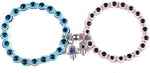 El Regalo Unisex 2PCs Evil Eye Hamsa Hand Magnetic Bracelets for Best Friends/Besties/Couples (1 Blue & 1 Pink)