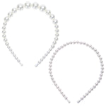 El Regalo 2 PCs Pearl Beads Decoration Plastic Hair Band Headband for Kids, Girls and Women (Pattern 3)