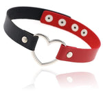 El Regalo Vintage PU Leather Love Heart Choker Necklace for Girls/Women- Western Gothic Punk Collar Choker Necklace (Red & Black)
