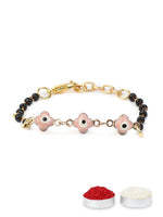 El Regalo Cute Evil Eye Nazaria Bracelet Rakhi for Babies/Kids with Roli Chawal, Rakhi Message card in Rakhi Gift Box- Baby Nazaria Rakhi (Flower Evil Eye Nazaria Rakhi)