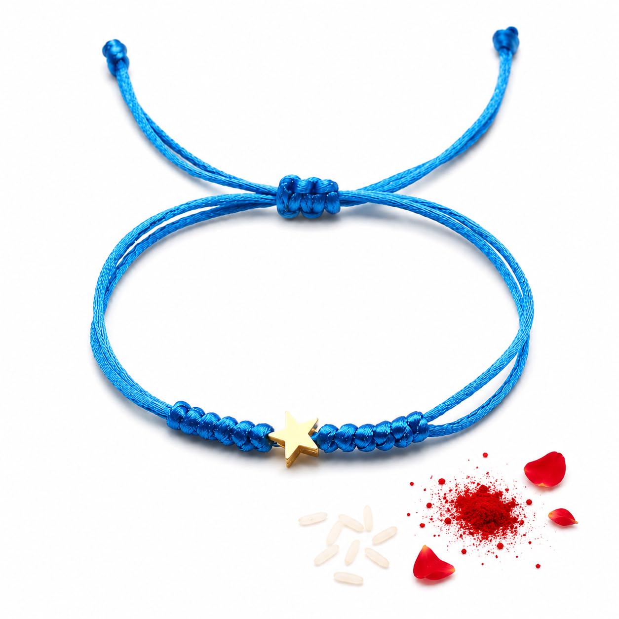 El Regalo Elegant Star Bracelet Rakhi for Brother - Minimalist Adjustable Thread Rakhi, Modern Raksha Bandhan Bracelet for Men, Boys & Bhai - Eco-Friendly Sacred Thread (Blue)