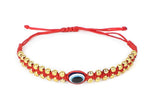 El Regalo Hand Woven Evil Eye Unisex Bracelet - Handmade with Golden & Silver Beads (Golden Red)