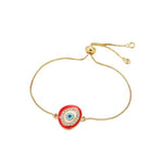 El Regalo 1PC Evil Eye Adjustable Bracelet for Girls & Women- Zircon Evil Eye Chain Bracelet- Valentines Day Gift for Her (Red Evil Eye)