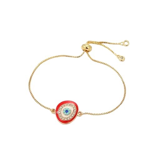 El Regalo 1PC Evil Eye Adjustable Bracelet for Girls & Women- Zircon Evil Eye Chain Bracelet- Valentines Day Gift for Her (Red Evil Eye)