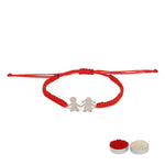 El Regalo 1PC Cute Brother Sister Bond Rakhi- Anti Tarnish Stainless Steel Brother-Sister Holding Hand Charm Rakhi with Roli Chawal, Message Card in Rakhi Gift Box