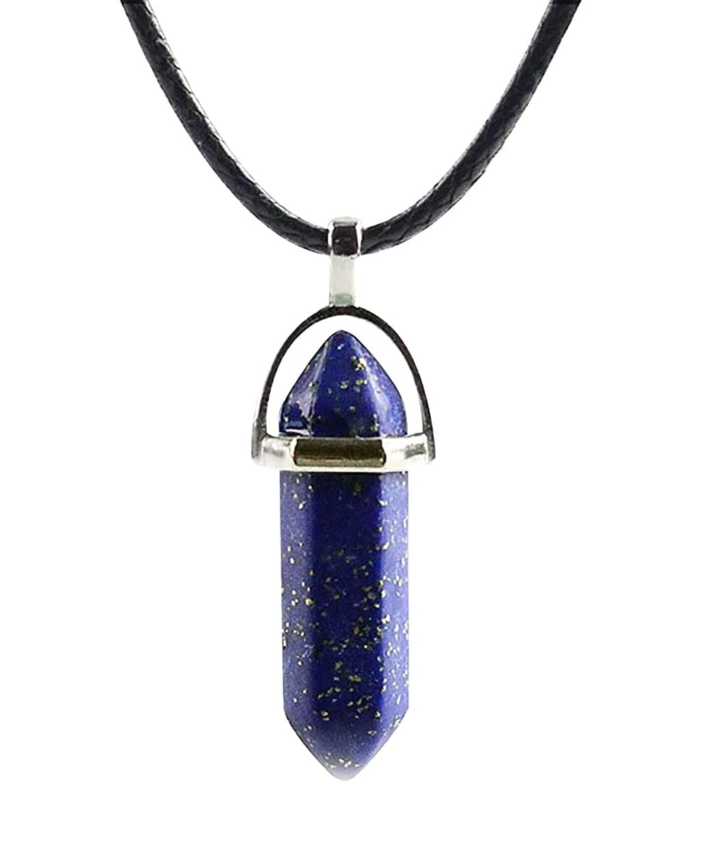 El Regalo 1 PC Hexagonal 6 Faces Healing Crystal Unisex Necklaces for Men/Women/Girls/Boys- Healing Stone Pendant Jewelry (Synthetic Blue Sandstone)