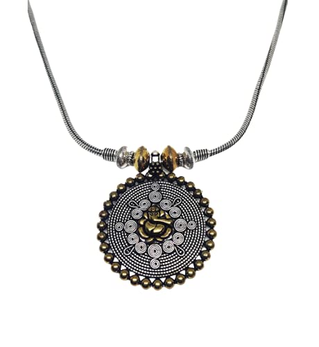 El Regalo Double Tone Lord Ganesha/Ganpati German Silver Pendant Necklace | God Ganpati Pendant Necklace for Girls & Women- Gift for Ganesh Chaturthi Pooja