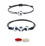 El Regalo 2PC Fun Sports Rakhi for Kids | 2 Sports Ball Bracelet Rakhis Combo Set for Brother/Niece/Nephew- Rakhi for Sports Lovers Bhai with Roli-Chawal, Message Card in Rakhi Gift Box (Option-2)