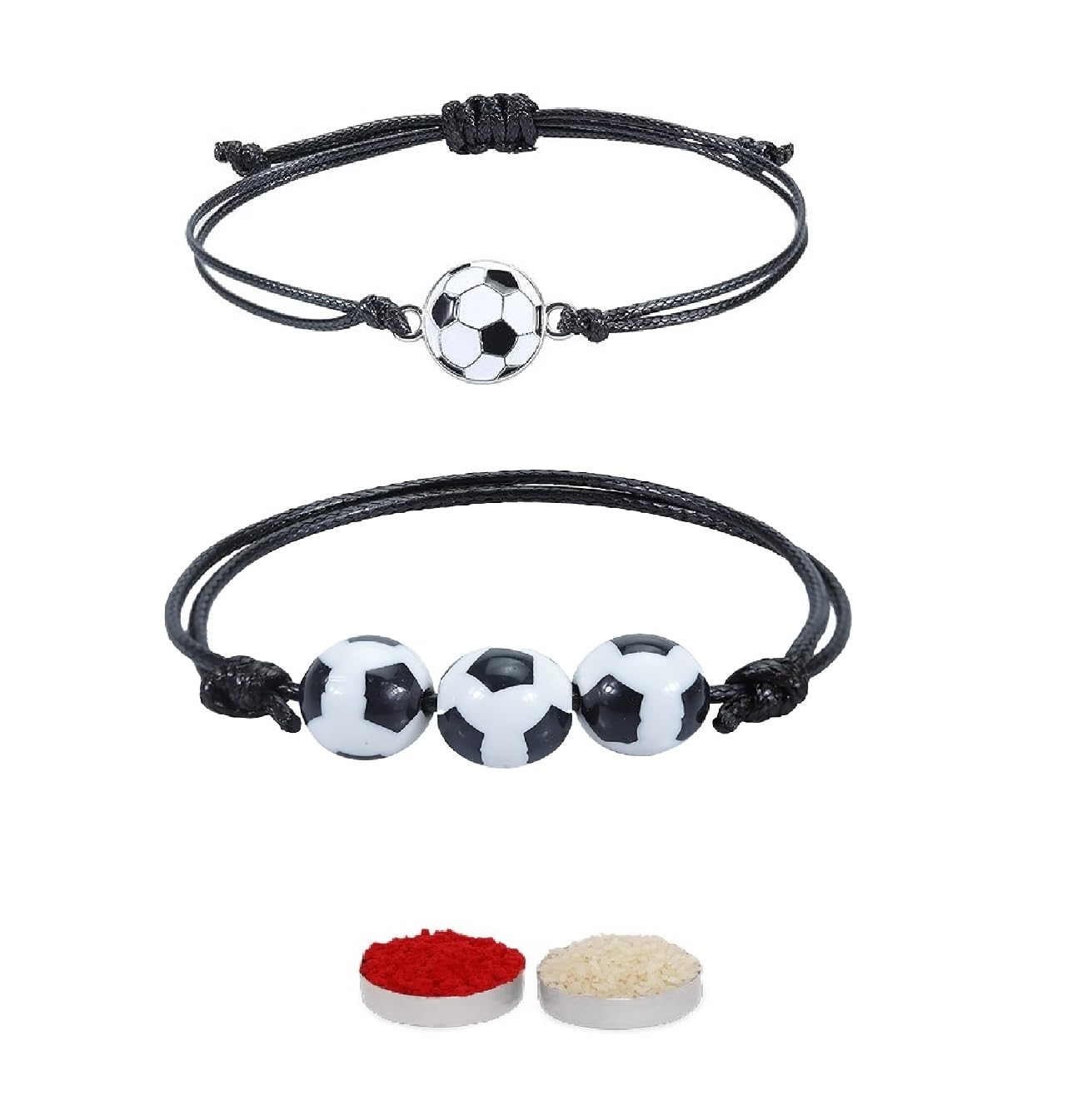 El Regalo 2PC Fun Sports Rakhi for Kids | 2 Sports Ball Bracelet Rakhis Combo Set for Brother/Niece/Nephew- Rakhi for Sports Lovers Bhai with Roli-Chawal, Message Card in Rakhi Gift Box (Option-2)