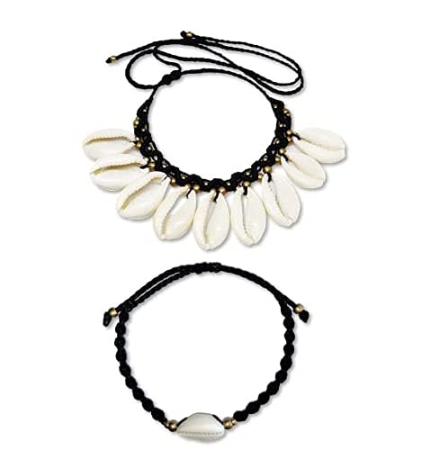 El Regalo Womens Rakhi Set for Bhaiya & Bhabhi Natural Cowrie Rakhi Set for Brother & Sister-in-Law Charm (Black & White)