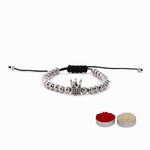 El Regalo 1 PC Designer CZ Crown Bracelet Rakhi for Brother/Bhai- Fancy Sparkly Crown Rakhi with Roli-Chawal Shagun, Rakhi Message Card in Rakhi Gift Box