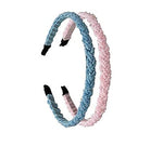 El Regalo 2PCs Braided Crystal Beads Hair Bands for Kids/Girls/Teens/Women | Party Bridal Headpieces | Crystal Headband Fine Glitter Crystal Hairband Headband (Pink & Blue)