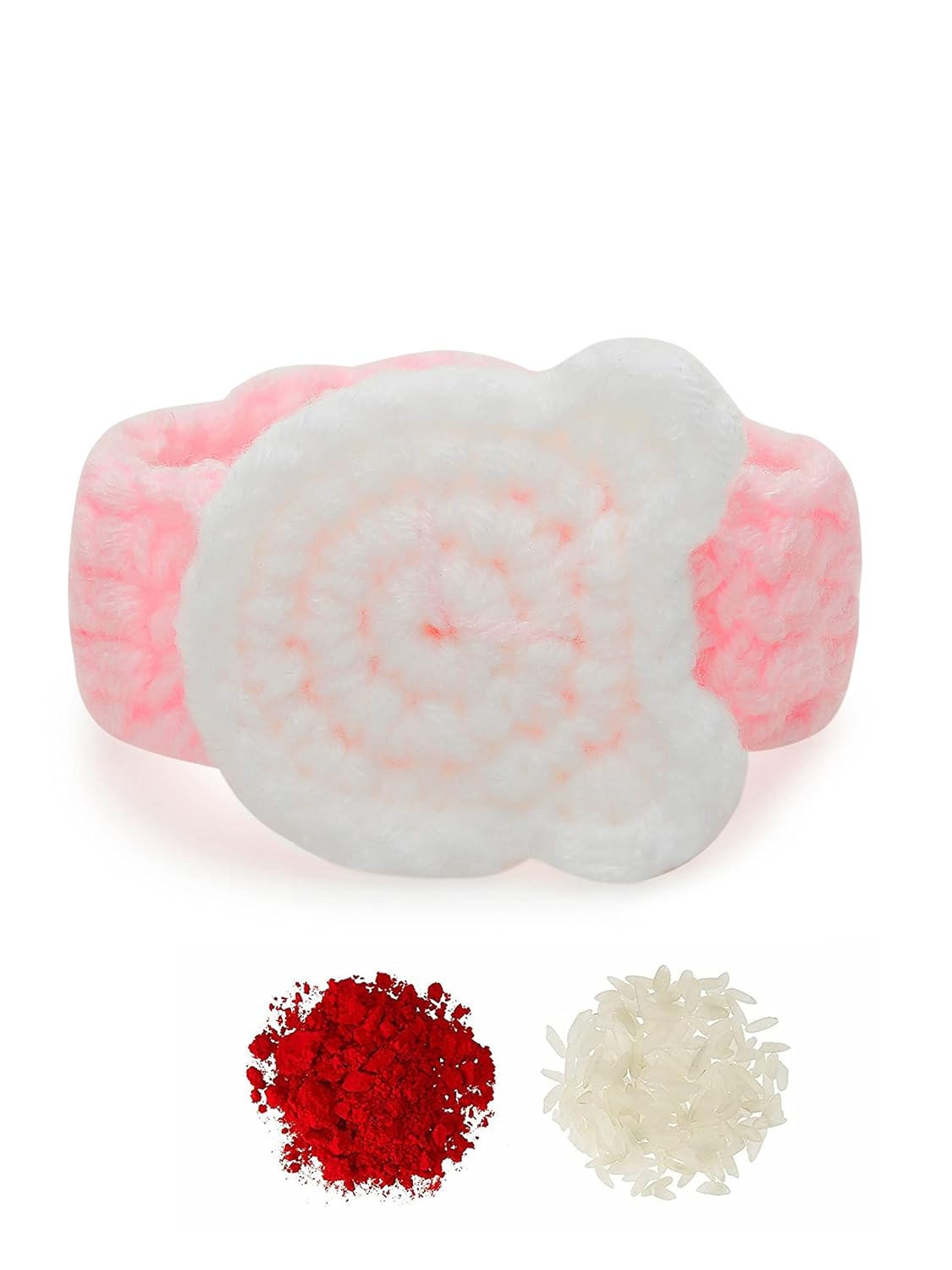 El Regalo 1PC Cute Hand Knitted Unisex Rakhis for Kids/Teens- Adjustable, Soft, Knitted Crochet Rakhis for Babies/Toddlers/Kids/Teens (Pink Mouse Watch)