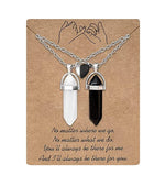 El Regalo 2Pcs/Set Crystal Bff Best Friend Magnetic Couple Matching Split Heart Pendant Necklaces For Besties/Couples - Valentines Day Gift (Black & White, Unisex Adult)