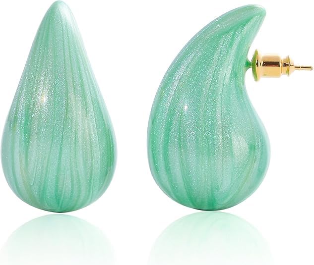 El Regalo's Elegant Teardrop Stud Earrings for Women and Girls | Premium Glaze Enamel Waterdrop Statement Studs | Anti-Tarnish Minimalist Korean Style Modern Jewellery Gift (Mint Green)