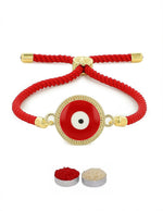 El Regalo Statement1PC Evil Eye Rakhi with Roli Chawal & Rakhi Message Card in Gift Box- Lucky Protection Rakhi to Avoid Negative Energies for Brother/Sister-in-Law/Niece or Nephew (Option-2)