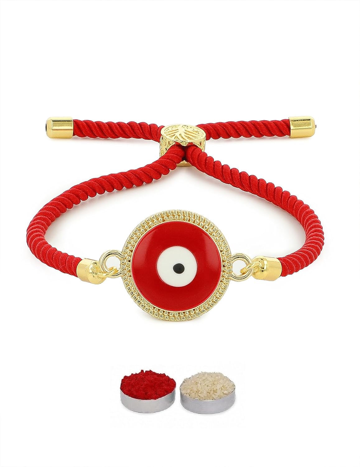 El Regalo Statement1PC Evil Eye Rakhi with Roli Chawal & Rakhi Message Card in Gift Box- Lucky Protection Rakhi to Avoid Negative Energies for Brother/Sister-in-Law/Niece or Nephew (Option-2)