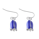 El Regalo Blue Enamel Tulip Flower Earrings for Women & Girls - Cute and Fancy Hyacinth Dangle & Double-Drop Hook Earrings (Single Flower)