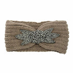 El Regalo 1 PC Winter Knitted Sequin Flower Headband Ear Warmer for Girls & Women - Headwrap with 3D Sequin flower- Ear Warmer Hair Muffs Band | Winter Designer Headbands (Khakhi)