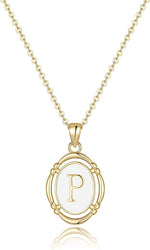 El Regalo Unisex-Adult Vintage Style Waterproof Name Initial Letters Pendant Necklaces - Stainless Steel Golden Initials Jewelry - Hypoallergenic Letters Pendant Chain (Letter P)