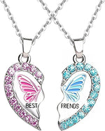 El Regalo 2PCs BFF Magnetic Heart Best Friend Pendant Necklaces for Girls - BF Best Friends Jewelry ift for Besties Birthday/Friends Day/Valentines day (BF Butterfly)