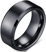 El Regalo Solid Stainless Steel 6mm Plain Classic Band Ring Comfort-Fit for Men Women- Anti Tarnish/Waterproof Plain Dome Stacking Simple Rings Bands Thumb Finger Ring (Black, 18)
