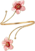 El Regalo Floral Enamel Armlet/Bajuband for Women & Girls - Adjustable Gold-Plated Upper Arm Cuff Bracelet | Bohemian Armlet for Weddings, Festivals & Dance Performances (Pink)