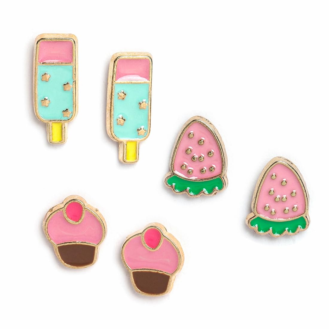 El Regalo 3 Pairs Hypoallergenic Earrings Set for Girls Teens Kids- Tiny Stud Earrings Set Heart Butterfly Rainbow Star Unicorn Straberry Ice Cream Cute Earring (Style-1)