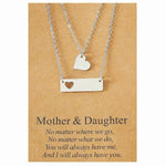 El Regalo Women & Girls 2PCs Stainless Steel Cut Out Heart Charm Mother & Daughter Clavicle Necklace- Hollow Heart Matching Necklaces Set for Mom & Daughter- Symbol of Eternal Bond