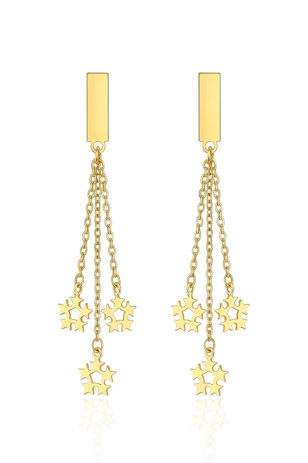 El Regalo Stainless Steel Ati Tarnish- NO RUST Earrings- Rose Gold Plated Stainless Steel Cute Stud Earrings for Women/Girls (Snowflake Tassel)