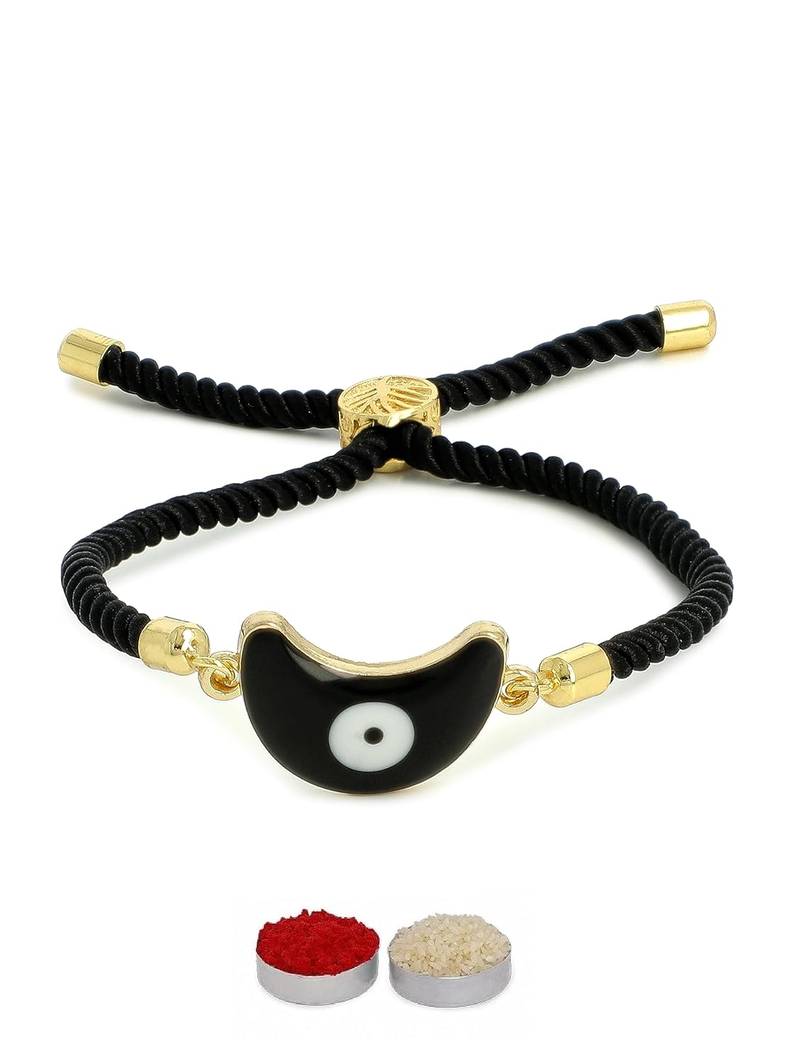 El Regalo Statement1PC Evil Eye Rakhi with Roli Chawal & Rakhi Message Card in Gift Box- Lucky Protection Rakhi to Avoid Negative Energies for Brother/Sister-in-Law/Niece or Nephew (Option-6)