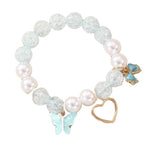 El Regalo 1PC Butterfly, Love Heart, Bow, Flower Charms Crystals Beads Bracelet for Girls - Fashion Bracelets for Girls/Women (Light Blue)