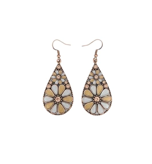 El Regalo Classy Floral Bohemian Teardrop Earrings for Women & Girls - Vintage Oxidized Style Boho Dangle Earrings | Ethnic Indian & Western Jewellery (Style-2)