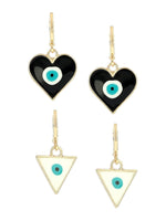 El Regalo 2 Pairs Evil Eye Enameled hypoallergenic Hoop Earrings - Gold Plated Dainty Evil Eye Fashion Earrings for Girls & Women (Option-3)