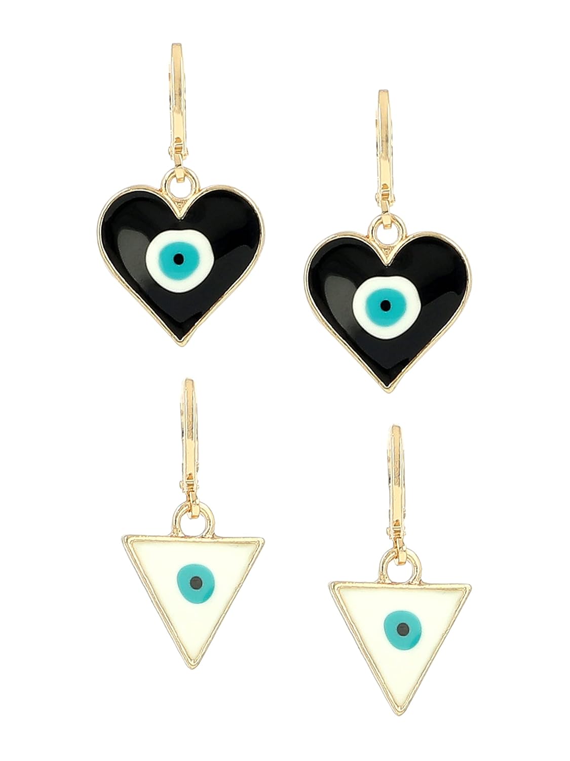 El Regalo 2 Pairs Evil Eye Enameled hypoallergenic Hoop Earrings - Gold Plated Dainty Evil Eye Fashion Earrings for Girls & Women (Option-3)